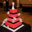 Wedding reception cake with fresh cymbidium orchids